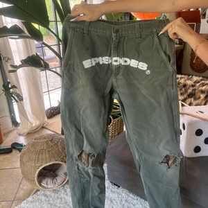 Episodes Olive Distressed Trousers